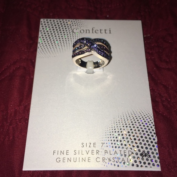 🆕 NWT! Silver plated ring w/multi color crystals - Picture 5 of 6